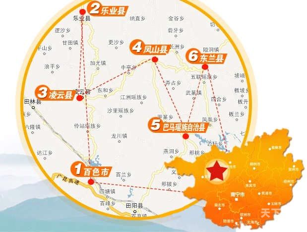 广西旅游主要景点分布图（广西旅游景点路线图）